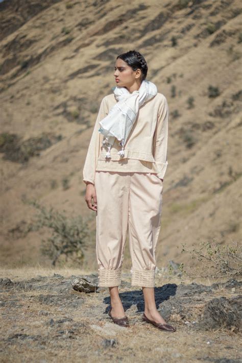 Sadhna Beige Cuff Pants with Cutwork Embroidery Hem – Okhaistore