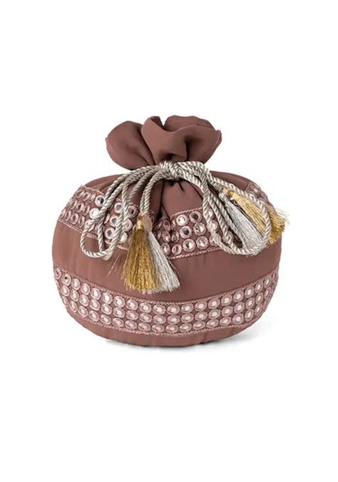 Indya Dusty Pink Mirror Embroidered Potli– Vvalyou