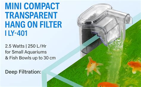VAYINATO LY-401 Mini Nano Hang-On Back Aquarium Filter, Transparent ...