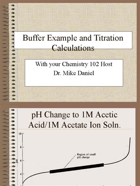 Buffer Example and Titration Calculations: With Your Chemistry 102 Host Dr. Mike Daniel | PDF ...