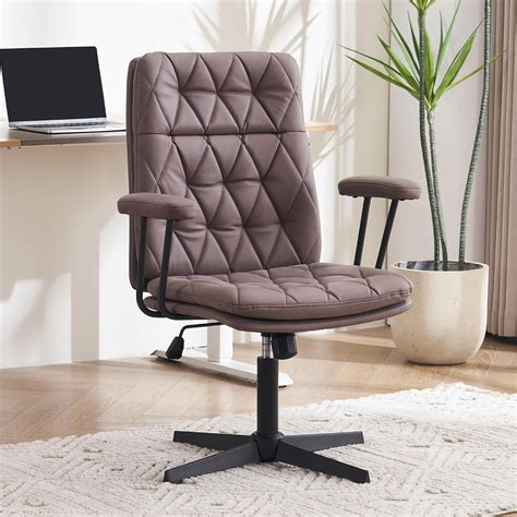 Criss Cross Chair with Arms Home Office Desk Chair No Wheels Adjustable ...