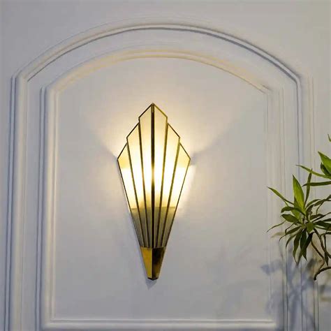 BEXLAY Single Light LED Wall Fitting In Brass Finish Metal With Amber ...