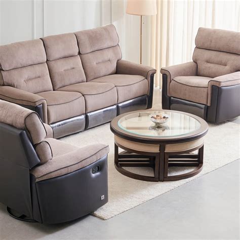 Buy Cristian Fabric 3+1+1 Seater Recliner Set - Brown from Home Centre ...