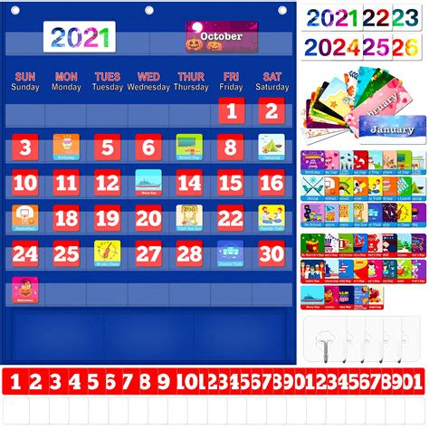 Calendar Pocket Chart For Kids Learning Monthly Calendar For Home ...