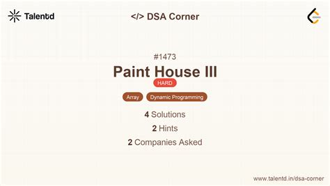 1473. Paint House III - Hard | DSA Corner | Talentd