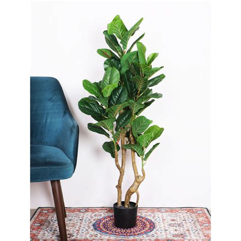 Buy ARICK DECOR Artificial Green Fiddle Leaf Fig Tree with Pot (4 Feet ...