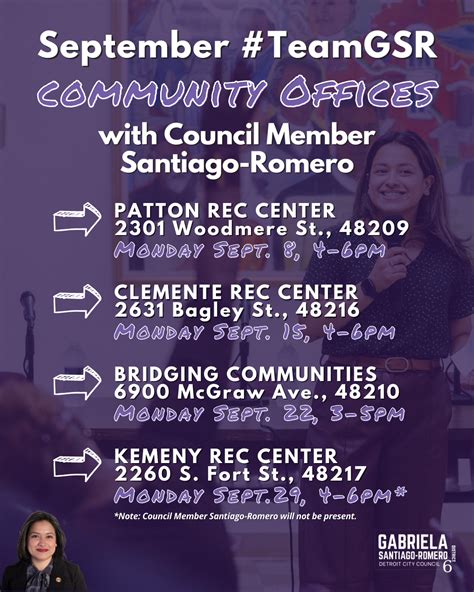 September 2025 #TeamGSR Office Hours at Patton Rec Center | City of Detroit