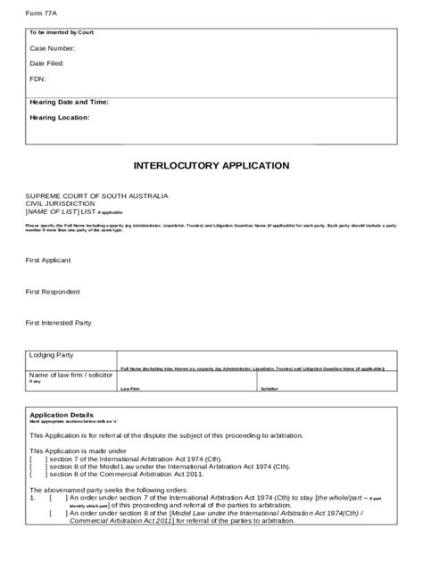 77A Interlocutory Application - Referral to Arbitration Doc Template ...