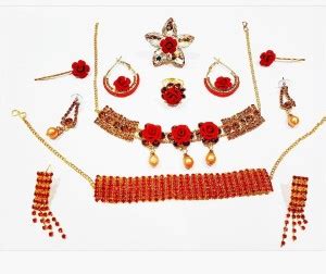Dreams Fashion Gallery Alloy Gold-plated Red, Gold Jewellery Set Price ...