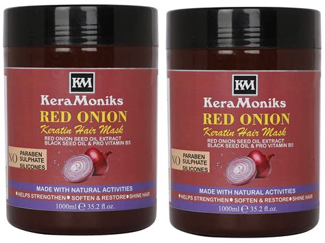 Keramoniks Red Onion Keratin Hair Mask 1000 Ml x 2 (Pack Of 2) : Amazon ...