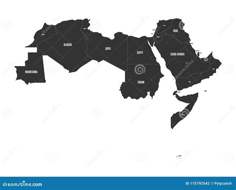 Arab World States. Political Map of 22 Arabic-speaking Countries of the Arab League Stock Vector ...