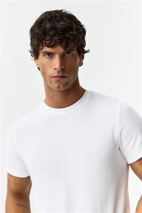 Cooling Slim Fit T-shirt - White - Men | H&M IN