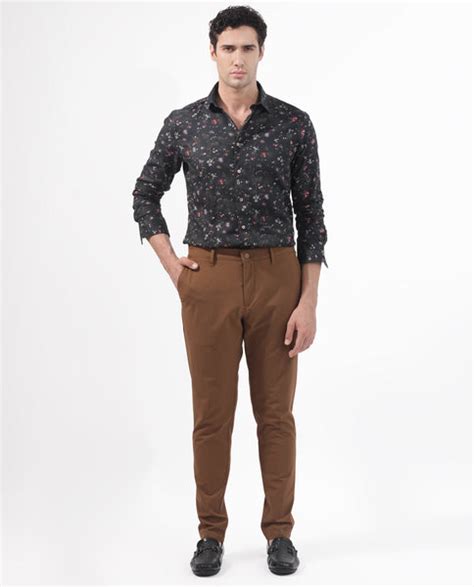 Rare Rabbit Men's Teleux Black Cotton Floral Print Tailored Fit Full S