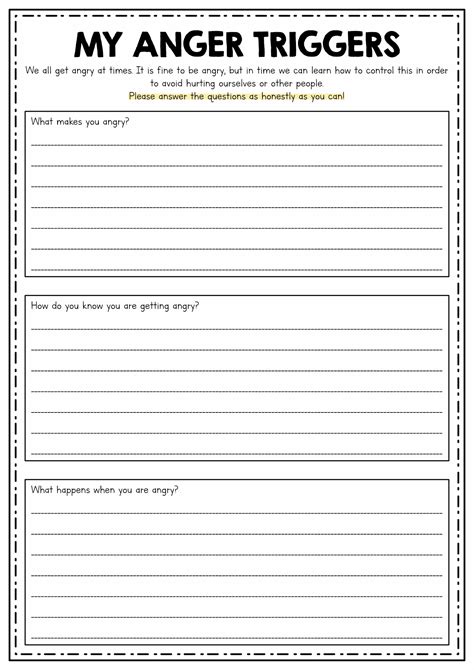 Printable Emotional Triggers Worksheet - Printable Word Searches