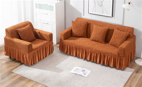 HOKIPO Elastic 3 Seater Sofa Frill Cover Stretchable Slipcover (AR-4648 ...