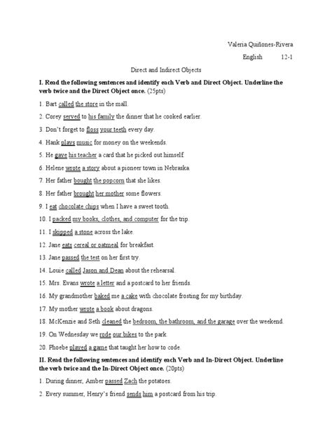 Direct and Indirect Objects | PDF