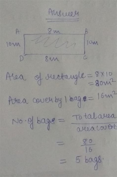 Danny has a rectangular garden that measures 8m by 10m. one bag of ...