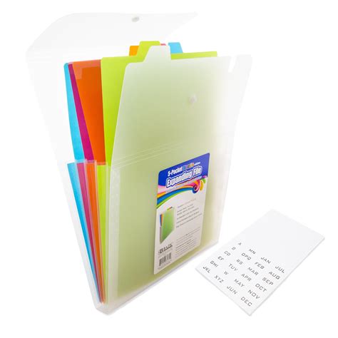 BAZIC Expanding File Folder 5 Pockets w/ Tab, Letter Size Plastic File ...