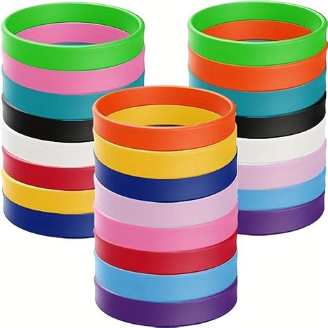 48 Pcs Solid Silicone Bracelet Stretch Sporty Style Rubber Bracelet For ...