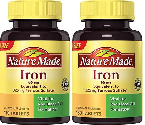Nature Made Iron Tablets, 65 mg, 180 Count, Ferrous Sulfate, Oxygen Support - Walmart.com
