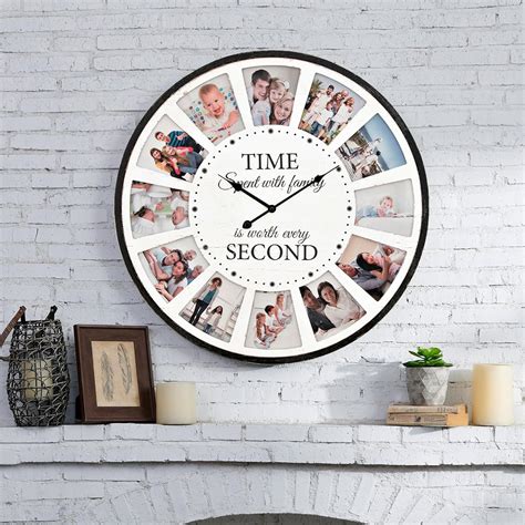 Amazon.com: UPPER DECOR Large Wall Clock with Picture Frames Collage ...