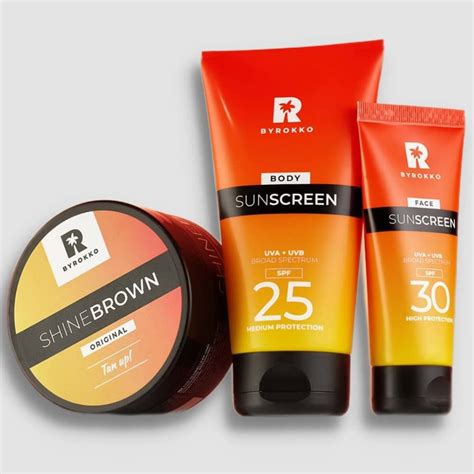 Buy BYROKKO Shine Brown Tan & Protect Bundle 3in1 | Body Sunscreen SPF ...