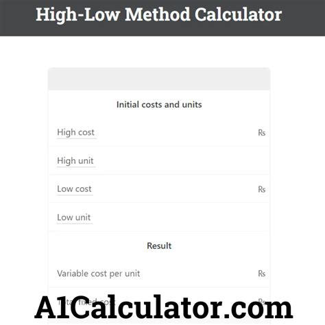 High-Low Method Calculator - A1Calculator