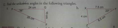 Find the unknown angles in the following triangles - Brainly.in