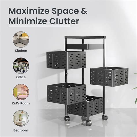 Kuber Industries 4-Layer Kitchen Trolley | 360? Rotating Storage Rack ...