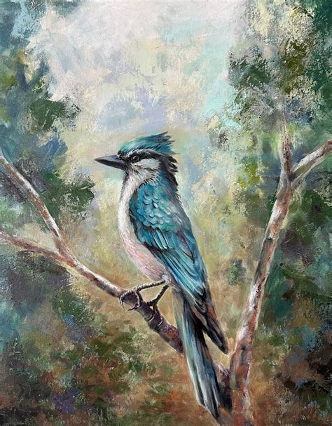 Original Bluebird Oil Painting, Bluebird Painting, Bird Watchers Gift ...