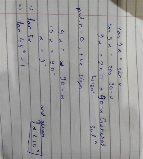 If cos 9α = sinα and 9α