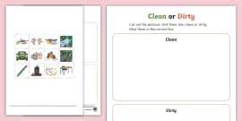 Clean and Dirty Photo Sorting Worksheet