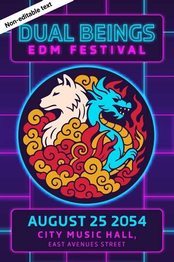 Mockup sample design for dual beings edm festival | Premium Vector