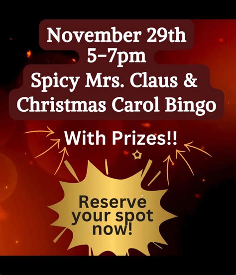 Spicy Mrs. Claus Christmas Carol Bingo, Isinglass Estate, La Cygne, 29 ...