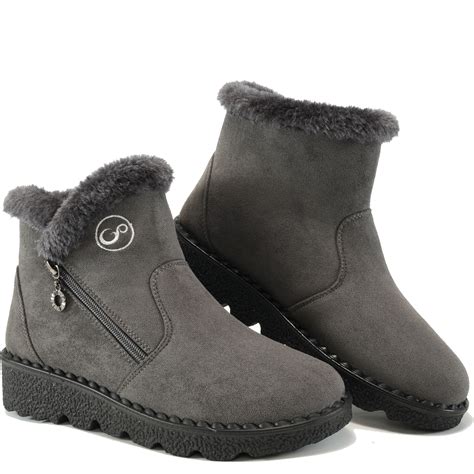 Ecetana Women Snow Boots Winter Shoes Faux Fur Lined Warm Comfortable ...