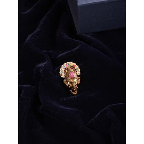 Buy Ruby Raang Studio Ganesh Ji Multi Brooch Online