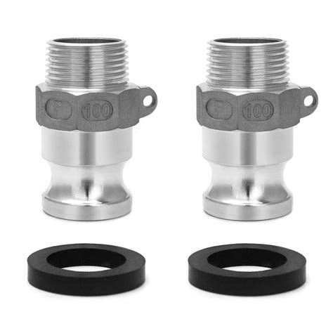 QWORK 2Pcs Aluminum Type F Cam and Groove Fitting, 1″Plug x 1″Male NPT ...