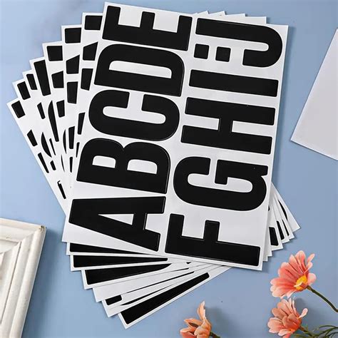 3 Sheets Black Letter Stickers,11.4x8.6" Self Adhesive Alphabet ...