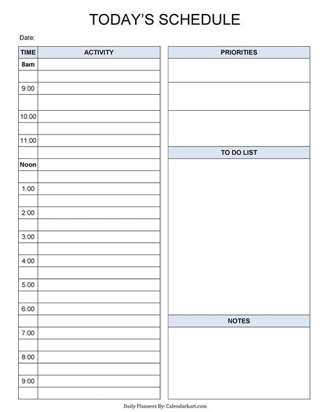 Free Printable Daily Calendar Template | Template Samples
