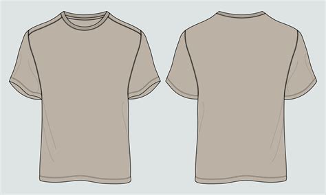 Basic Tee shirt technical fashion flat Sketch drawing template. Blank ...