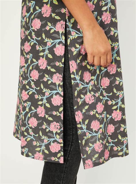 Buy Women Floral Printed Band Collar Straight Kurta Online at just Rs ...