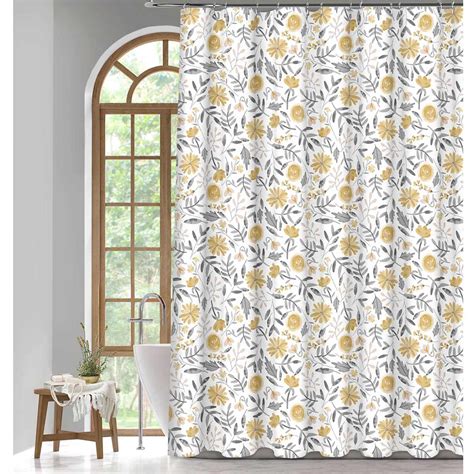 13-Piece Yellow & Grey Gertie Print Shower Curtain Set, 70x72