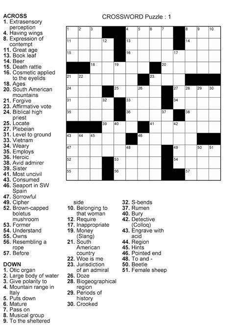 Crossword Puzzle Printables for Adults - 100 Crosswords With Solutions ...