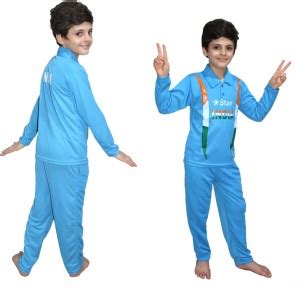 KAKU FANCY DRESSES National Hero India Cricket Team Costume -Blue, 7-8 ...