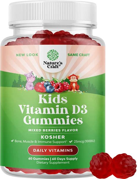 Amazon.com: Chewable Vitamin D Gummies for Kids - Delicious Kids ...