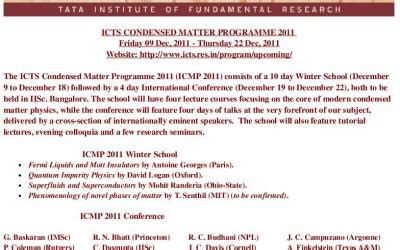 The ICTS Condensed Matter Programme 2011 | ICTS