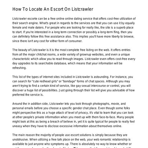 How To Get An Escort On Listcrawlersjqtr.pdf.pdf | DocDroid
