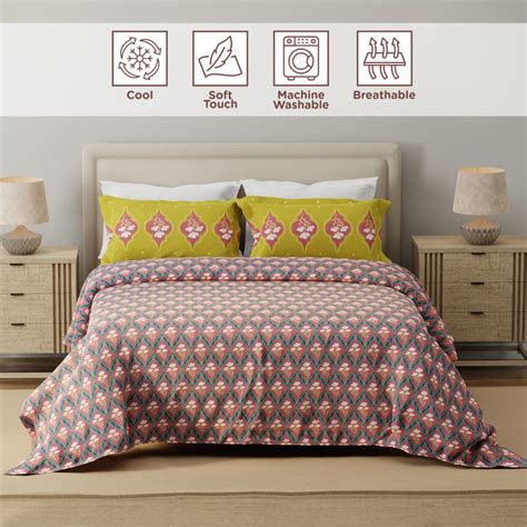 Buy LAYERS Forever Cotton 120TC Floral Print 3Pcs Queen Bedsheet Set ...