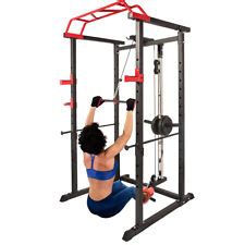 Buy Luckyermore Squat Rack Power Cage Pull Up Bar Weightlifting Olympic ...