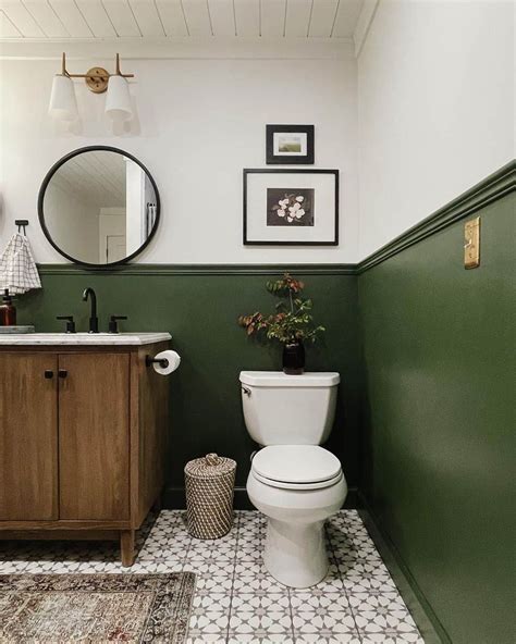 Green Half-wall Surrounds Modern Bathroom Tile - Soul & Lane